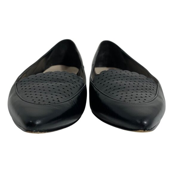 Cole Haan Black Leather Perforated Scalloped Flats SZ 7B Womens Casual Business - Picture 5 of 12